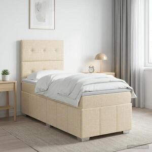 Imagine vidaXL Pat boxspring cu saltea cu headboard Crem 80 x 200 cm Țesătură