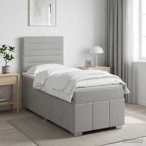 Imagine vidaXL Pat boxspring cu saltea Gri deschis 100 x 200 cm Țesătură