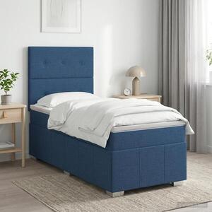 Imagine vidaXL Pat boxspring cu saltea albastru 100 x 200 cm Țesătură