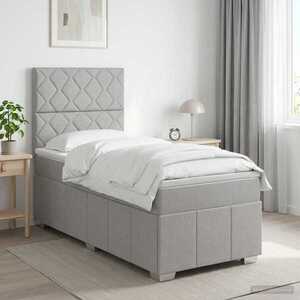 Imagine vidaXL Pat boxspring cu saltea Gri deschis 100 x 200 cm Țesătură