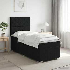 Imagine vidaXL Pat boxspring cu saltea Negru 100 x 200 cm Țesătură