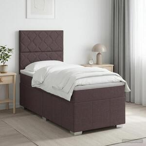 Imagine vidaXL Pat boxspring cu saltea Maro închis 100 x 200 cm Țesătură