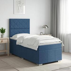 Imagine vidaXL Pat boxspring cu saltea albastru 100 x 200 cm Țesătură