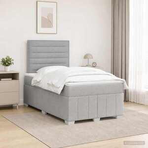 Imagine vidaXL Pat boxspring cu saltea Gri deschis 120 x 190 cm Țesătură