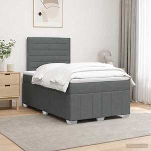 Imagine vidaXL Pat boxspring cu saltea Gri închis 120 x 190 cm Țesătură