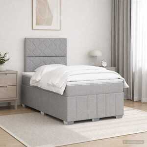 Imagine vidaXL Pat boxspring cu saltea Gri deschis 120 x 190 cm Țesătură