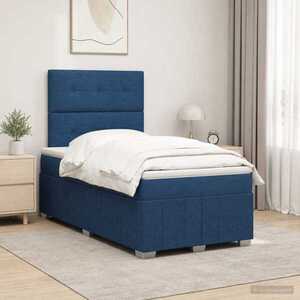 Imagine vidaXL Pat boxspring cu saltea albastru 120 x 200 cm Țesătură