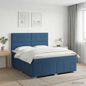Imagine vidaXL Pat boxspring cu saltea albastru 140 x 190 cm Țesătură