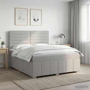 Imagine vidaXL Pat boxspring cu saltea Gri deschis 140 x 200 cm Țesătură