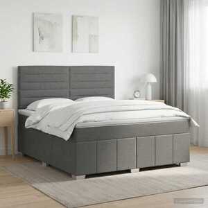 Imagine vidaXL Pat boxspring cu saltea Gri închis 140 x 200 cm Țesătură