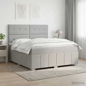 Imagine vidaXL Pat boxspring cu saltea Gri deschis 140 x 200 cm Țesătură