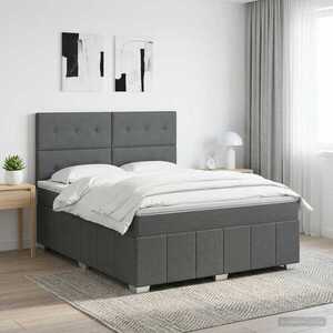 Imagine vidaXL Pat boxspring cu saltea Gri închis 140 x 200 cm Țesătură