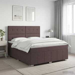 Imagine vidaXL Pat boxspring cu saltea Maro închis 140 x 200 cm Țesătură