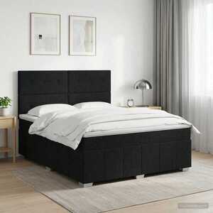 Imagine vidaXL Pat boxspring cu saltea Negru 160 x 200 cm Țesătură