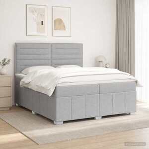 Imagine vidaXL Pat boxspring cu saltea Gri deschis 200 x 200 cm Țesătură