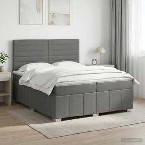 Imagine vidaXL Pat boxspring cu saltea Gri închis 200 x 200 cm Țesătură