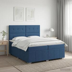 Imagine vidaXL Pat boxspring cu saltea albastru 200 x 200 cm Țesătură