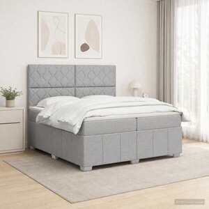 Imagine vidaXL Pat boxspring cu saltea Gri deschis 200 x 200 cm Țesătură