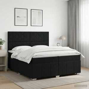 Imagine vidaXL Pat boxspring cu saltea Negru 200 x 200 cm Țesătură
