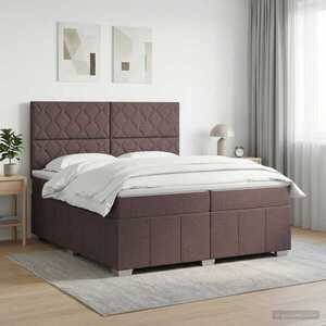 Imagine vidaXL Pat boxspring cu saltea Maro închis 200 x 200 cm Țesătură