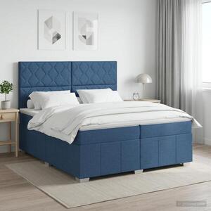 Imagine vidaXL Pat boxspring cu saltea albastru 200 x 200 cm Țesătură