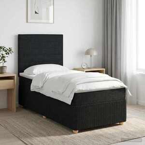 Imagine vidaXL Pat boxspring cu saltea cu headboard Negru 80 x 200 cm Țesătură