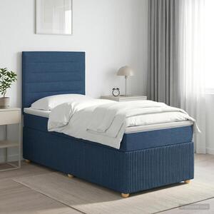 Imagine vidaXL Pat boxspring cu saltea albastru 80 x 200 cm Țesătură