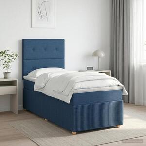 Imagine vidaXL Pat boxspring cu saltea albastru 80 x 200 cm Țesătură