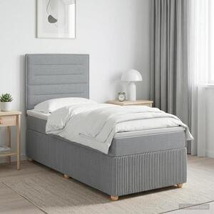 Imagine vidaXL Pat boxspring cu saltea Gri deschis 100 x 200 cm Țesătură