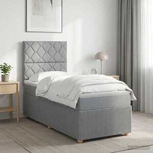 Imagine vidaXL Pat boxspring cu saltea Gri deschis 100 x 200 cm Țesătură