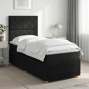 Imagine vidaXL Pat boxspring cu saltea Negru 100 x 200 cm Țesătură