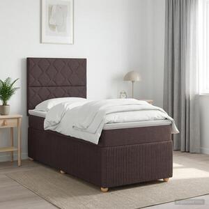 Imagine vidaXL Pat boxspring cu saltea Maro închis 100 x 200 cm Țesătură