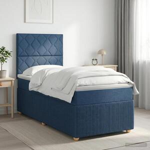 Imagine vidaXL Pat boxspring cu saltea albastru 100 x 200 cm Țesătură