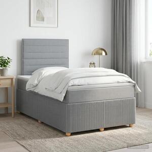 Imagine vidaXL Pat boxspring cu saltea Gri deschis 120 x 190 cm Țesătură