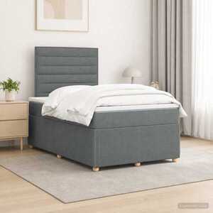 Imagine vidaXL Pat boxspring cu saltea Gri închis 120 x 190 cm Țesătură