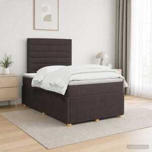 Imagine vidaXL Pat boxspring cu saltea Maro închis 120 x 190 cm Țesătură