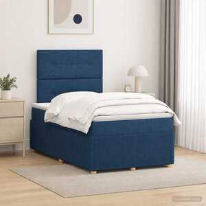 Imagine vidaXL Pat boxspring cu saltea albastru 120 x 190 cm Țesătură