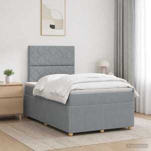 Imagine vidaXL Pat boxspring cu saltea Gri deschis 120 x 190 cm Țesătură