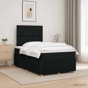 Imagine vidaXL Pat boxspring cu saltea Negru 120 x 190 cm Țesătură
