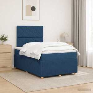 Imagine vidaXL Pat boxspring cu saltea albastru 120 x 190 cm Țesătură