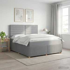 Imagine vidaXL Pat boxspring cu saltea Gri deschis 140 x 190 cm Țesătură