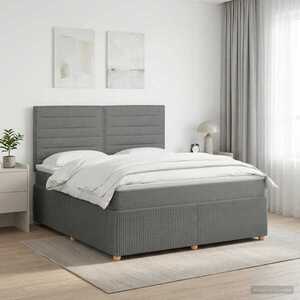 Imagine vidaXL Pat boxspring cu saltea Gri închis 140 x 190 cm Țesătură