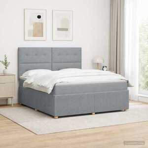 Imagine vidaXL Pat boxspring cu saltea Gri deschis 140 x 190 cm Țesătură