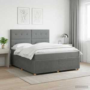 Imagine vidaXL Pat boxspring cu saltea Gri închis 140 x 190 cm Țesătură