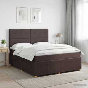 Imagine vidaXL Pat boxspring cu saltea Maro închis 140 x 190 cm Țesătură