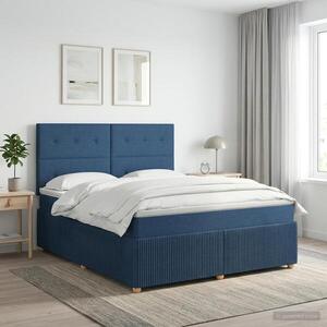 Imagine vidaXL Pat boxspring cu saltea albastru 140 x 190 cm Țesătură
