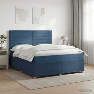 Imagine vidaXL Pat boxspring cu saltea albastru 180 x 200 cm Țesătură