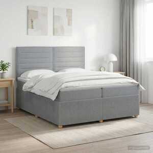 Imagine vidaXL Pat boxspring cu saltea Gri deschis 200 x 200 cm Țesătură