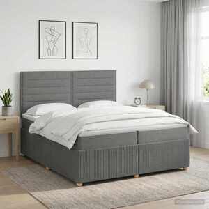 Imagine vidaXL Pat boxspring cu saltea Gri închis 200 x 200 cm Țesătură