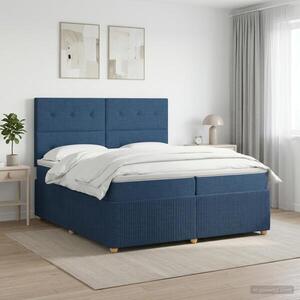 Imagine vidaXL Pat boxspring cu saltea albastru 200 x 200 cm Țesătură